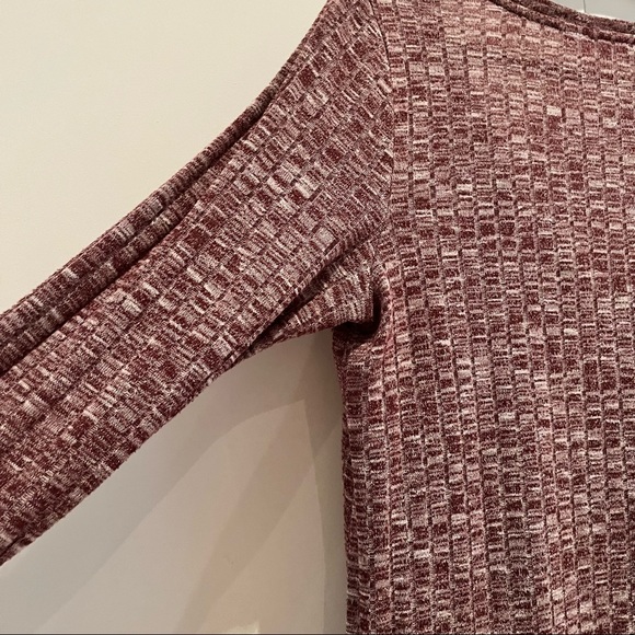 Burgundy melange henley top - Picture 6 of 8